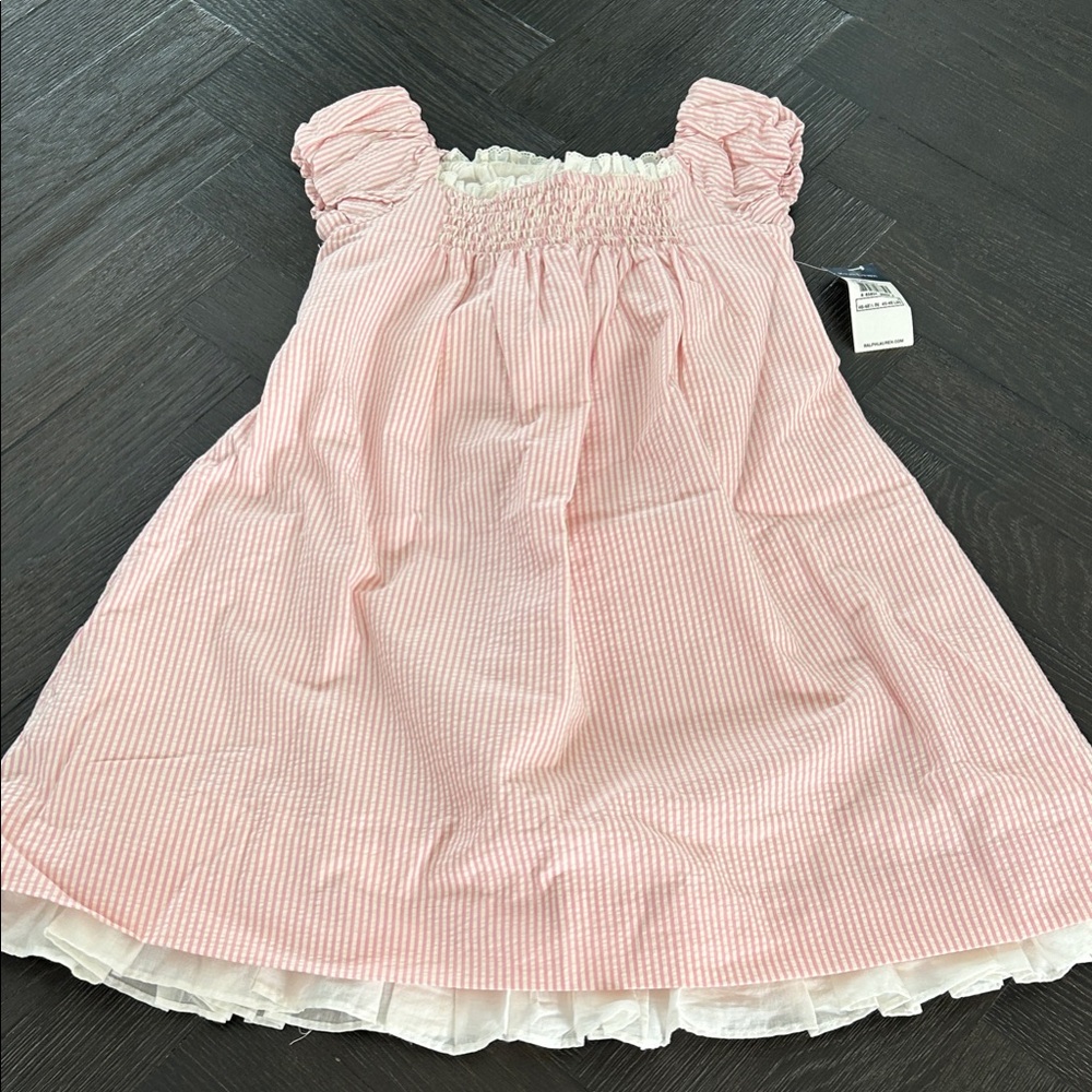 Ralph Lauren Pink and White Seersucker Dress Sz 6